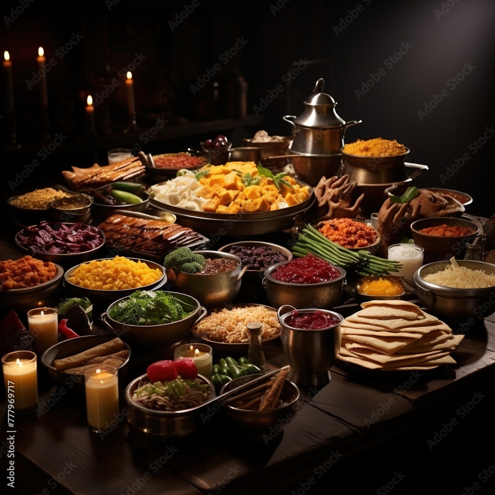 Obraz premium A Pongal Feast with Delicious Traditional Dishes