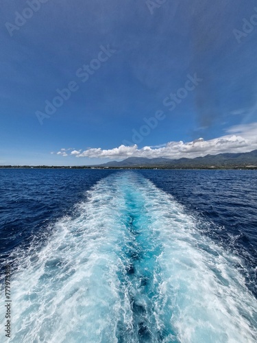 Boat is seen departing from the water in Negros Island, Philippines