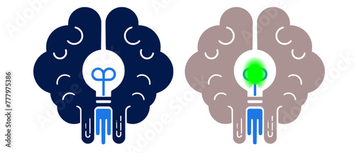 Sleepy Brain, Awake Brain : Simple Flat Design for Dynamic Wakefulness and Sleep Minds Icon