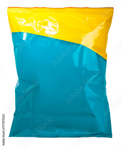 Foil and plastic snack bags mockup isolated on white background, png file.