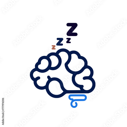 Cognitive States : Minimalist Concept illustration representing sleepy brain 