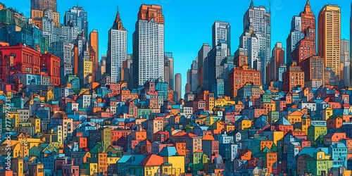 cityscape in vibrant colors that meet WCAG accessibility standards photo