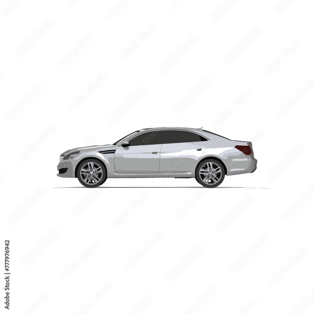 New car, sedan type in modern style. Copy-space, banner composition. 3D illustration