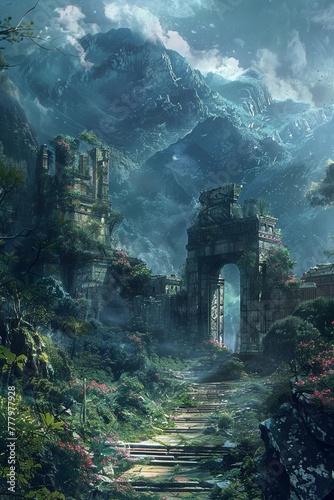 Ancient ruins that serve as a sanctuary for creatures of legend