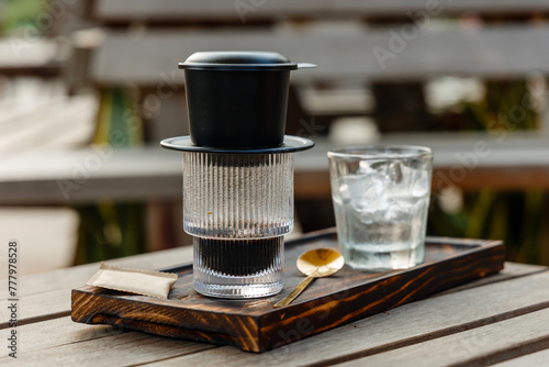 Coffee brewed in traditional vietnamese style