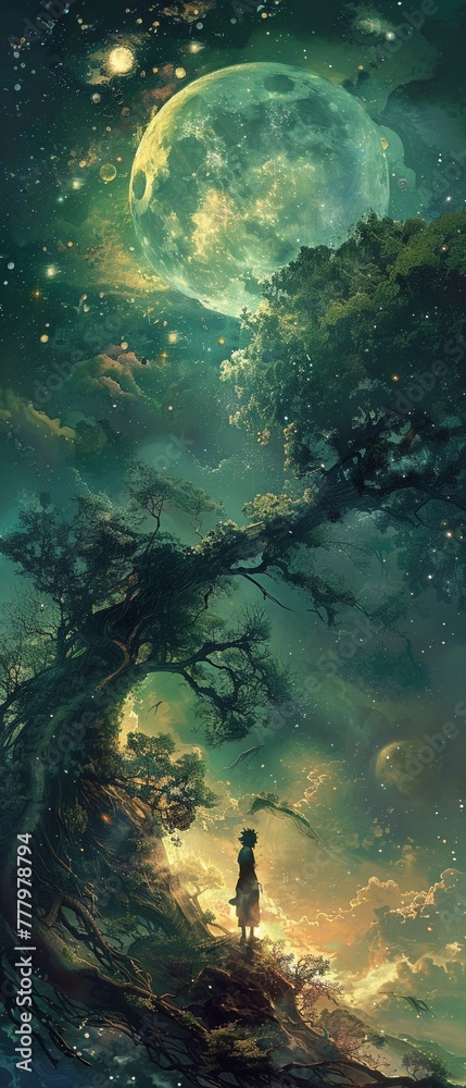 Obraz premium Magical beings crafting spells in the heart of enchanted forests