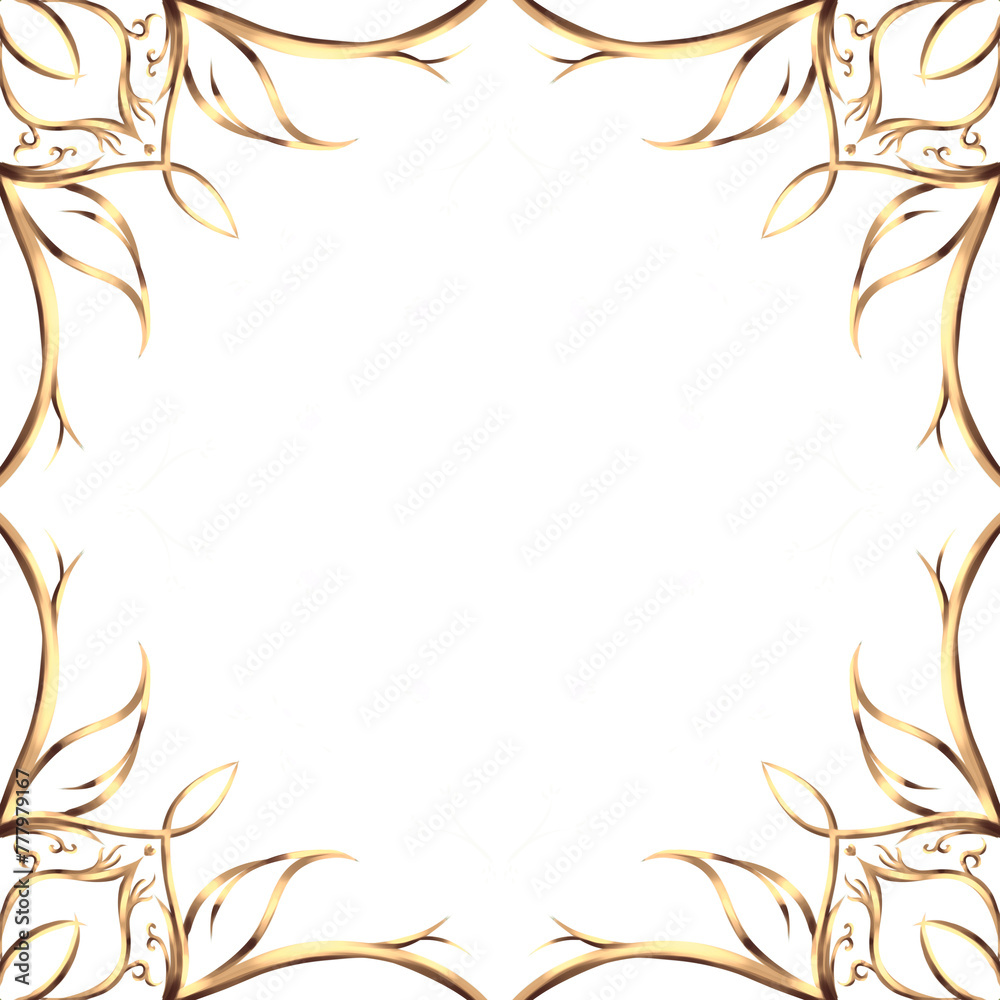 Gold frames and borders on Black bacground, Gold photo frame with corner line floral for picture, Minimalist decoration Gold frames and borders on Black bacground, Gold photo frame with corner line floral for picture, Minimalist decoration