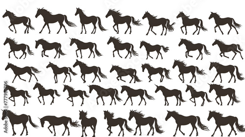 Horses silhouette set vector illustration, Collection of Horse silhouette, ai generated