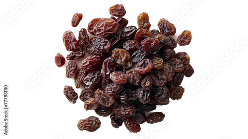 Raisins isolated on transparent white background