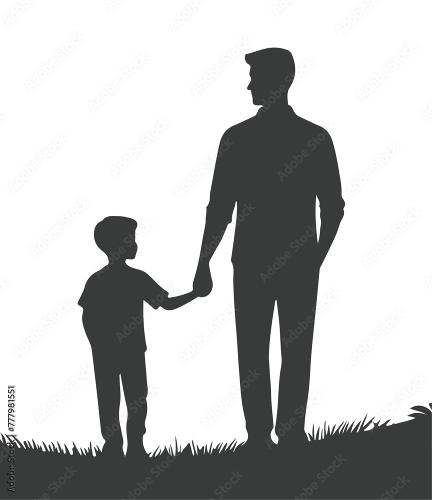 dad and children vector silhouette, dad and son silhouette dad and children vector silhouette, dad and son silhouette