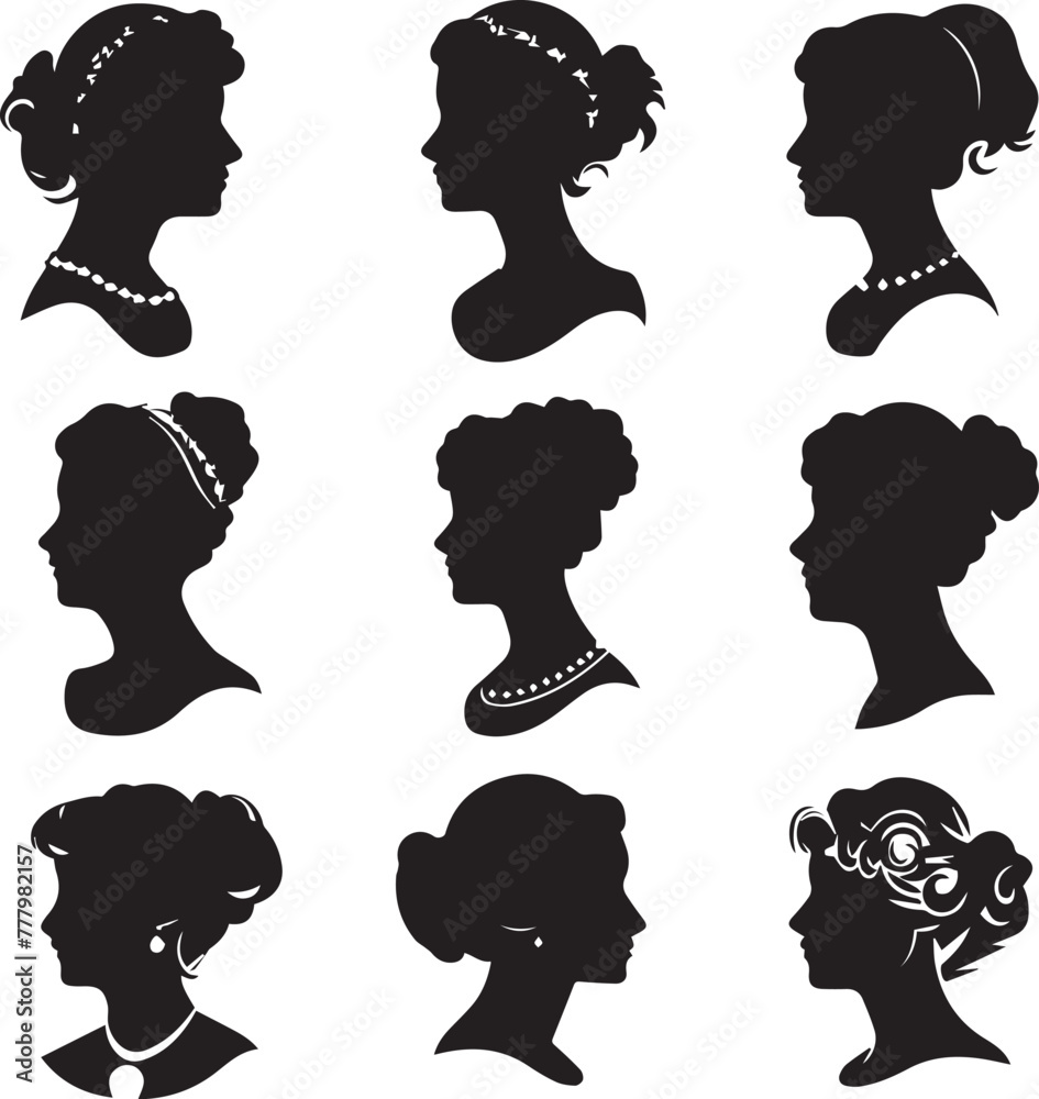 Set of Cameo Silhouettes Man and Woman