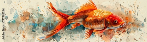 Fantasy, freshwater fish, bon chic bon genre, Quesadilla,alcohol ink , 3D illustration photo
