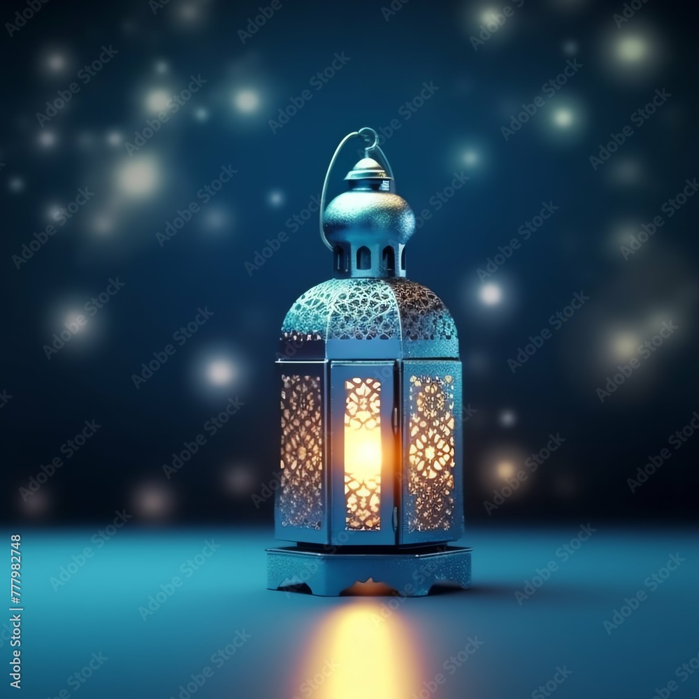 Eid mubarak and ramadan kareem greetings with islamic lantern and mosque. Eid al fitr background