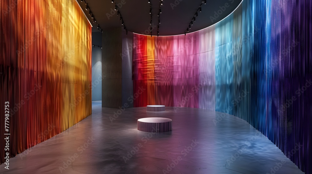 a modern colorful exhibition booth