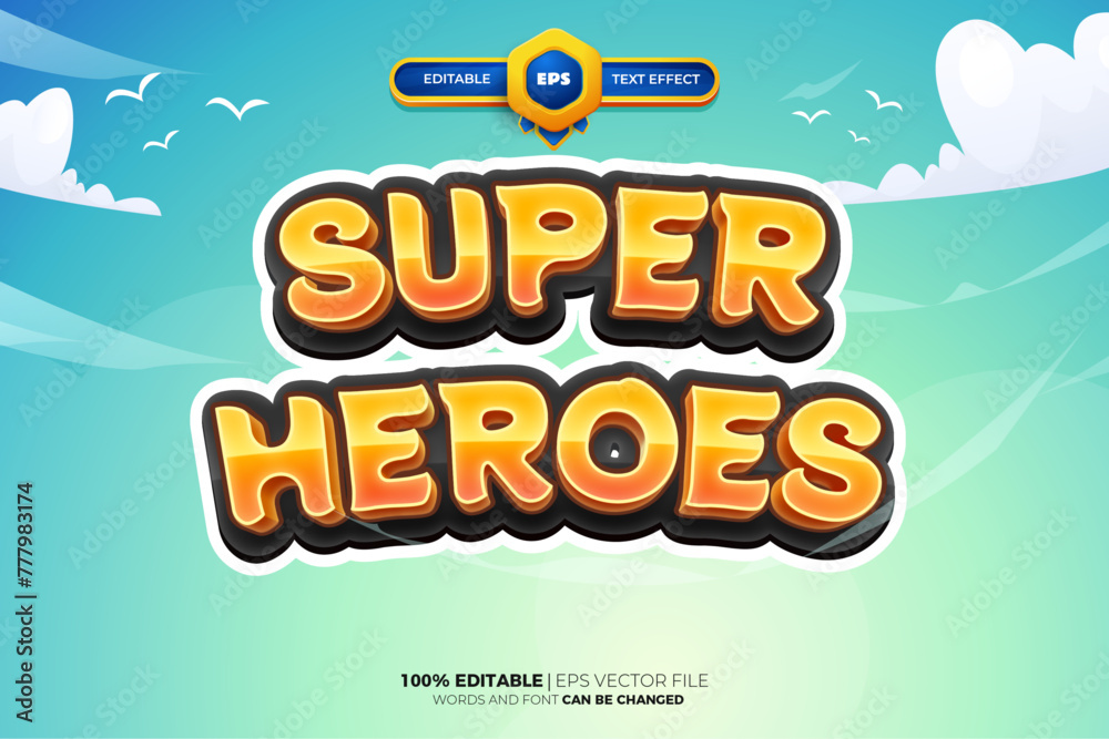 Obraz premium Super Heroes Cartoon Game Editable text Effect Style