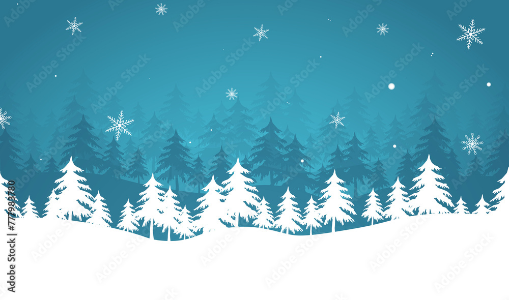 winter night in a mountain coniferous forest. the concept of the approach of Christmas winter night in a mountain coniferous forest. the concept of the approach of Christmas