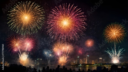 Festival of colors with fireworks: merry new year!