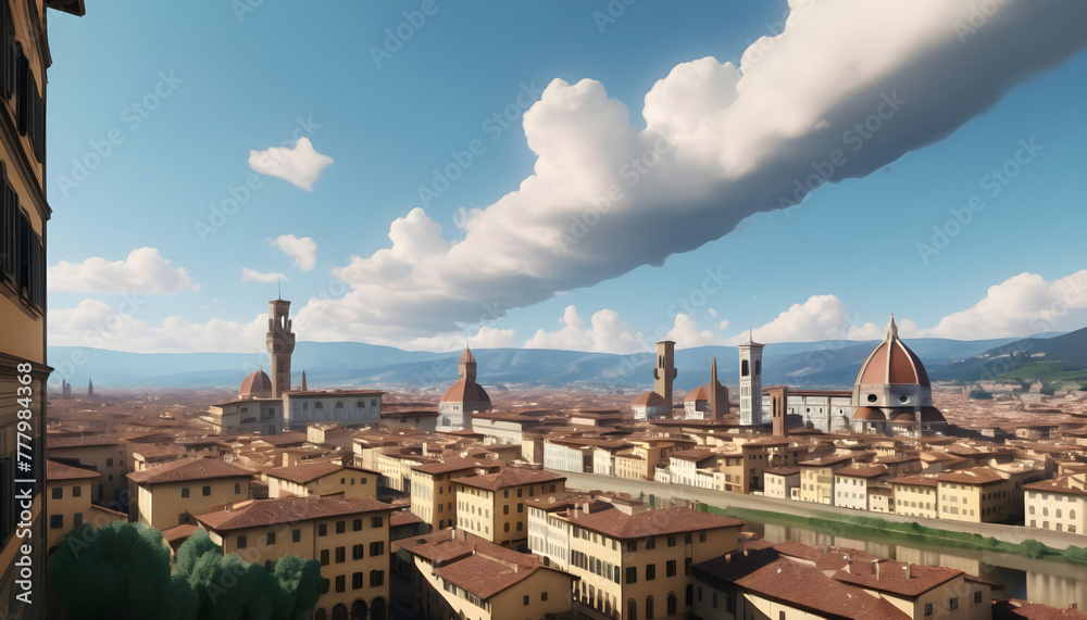 Florence, Italy. Panoramic view of the city. Generative AI