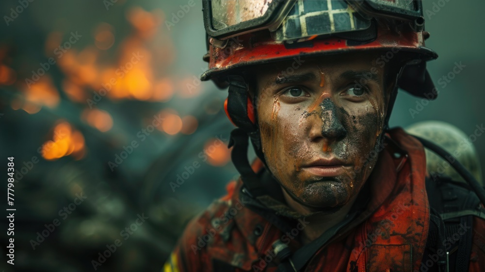 Fototapeta premium Firefighters bear the brunt as they navigate the complexities of rescue efforts.