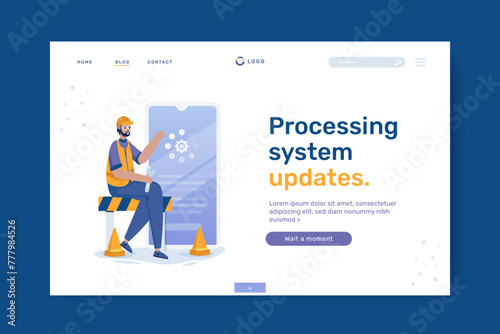 System updates illustration on web banner template