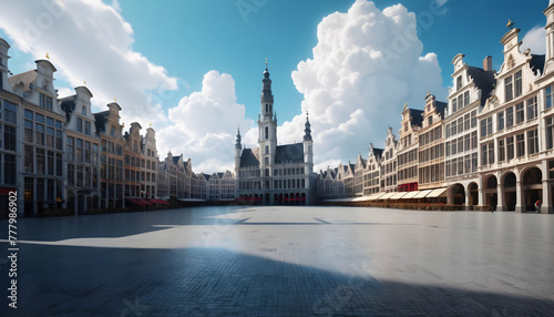 Panoramic view of the Grand Place in Brussels, Belgium. Generative AI