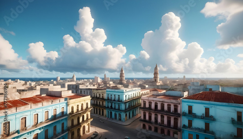 Panoramic view of the old town of Havana, Cuba. Generative AI