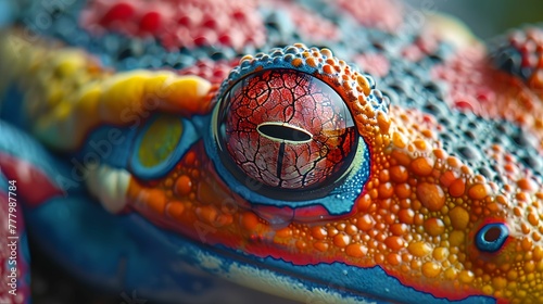 Intricate Eye of a Colorful Frog