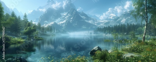 Radiant Rune towers cast shadows over Enigmatic Echo lakes photo