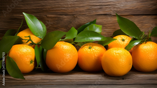 Oranges on wood background