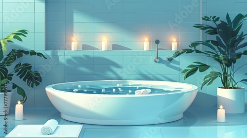 Luxurious Self Care Ritual in Serene Bathroom with Candles and Natural Bath Salts for Relaxation and Wellness