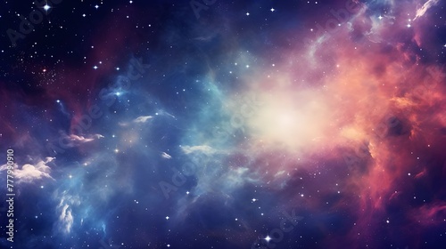 Ethereal Nebula Abstract Background of Cosmic Clouds and Stars