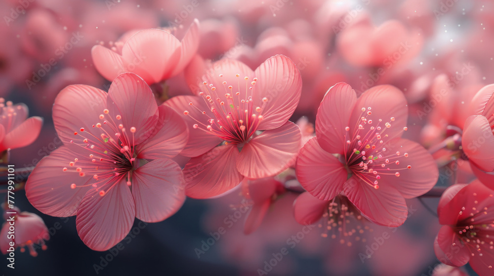 Spring sakura cherry blooming flowers bouquet. Isolated realistic pink petals, blossom, branches, leaves vector set. Design spring tree illustration. Spring sakura cherry blooming flowers bouquet. Isolated realistic pink petals, blossom, branches, leaves vector set. Design spring tree illustration.
