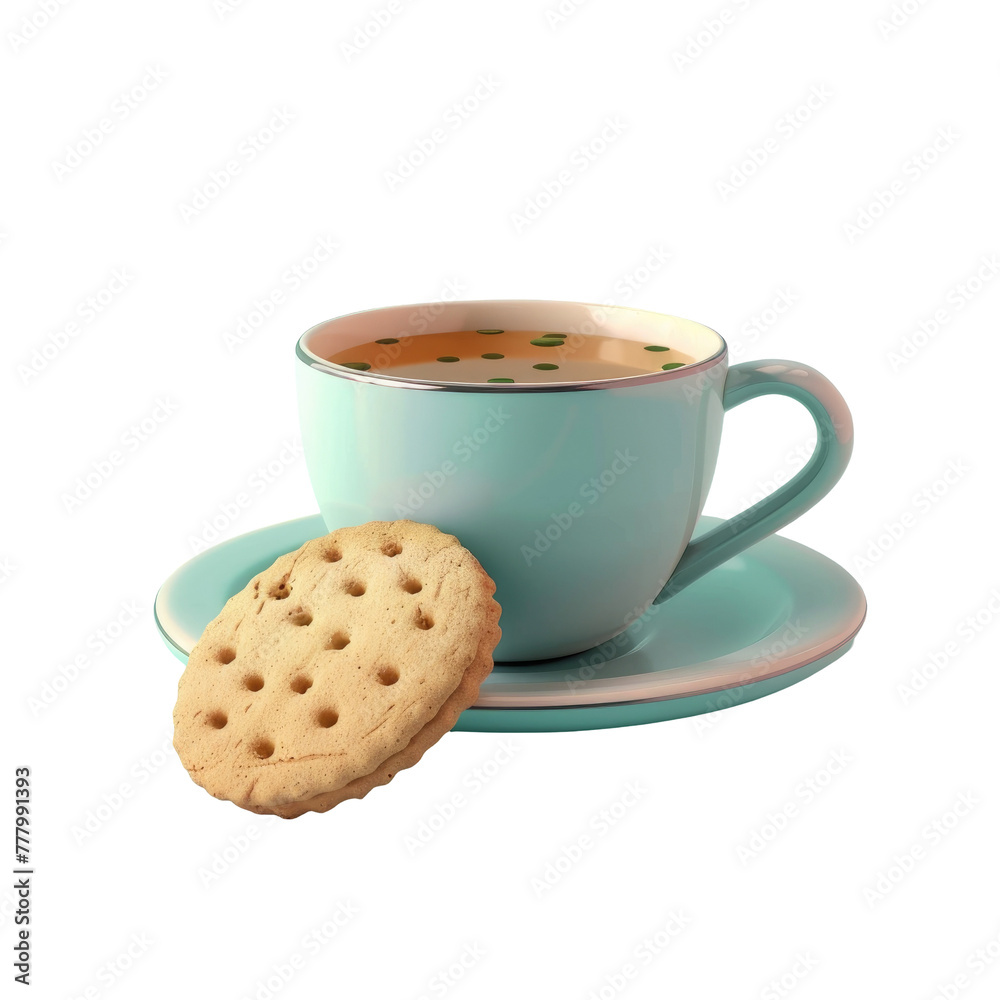 Coffee cup and cookie on saucer Coffee cup and cookie on saucer