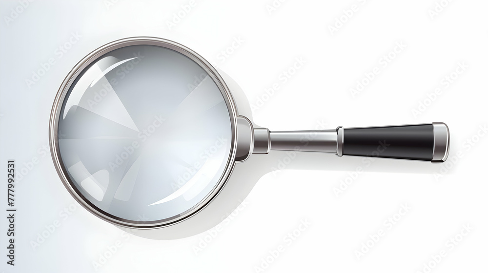Vector realistic metal magnifier isolated on transparent background - obrazy, fototapety, plakaty 