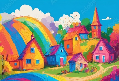 Colorful landscape with castle © Fay Graphic