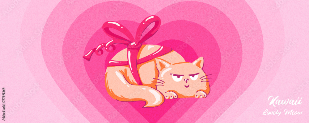Kawaii Cats vector illustration Smiling Kitty, cute and round-faced cat Kawaii Cats vector illustration Smiling Kitty, cute and round-faced cat