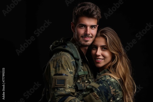 A Man and a Woman in Military Uniforms