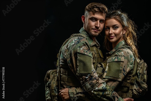 A Man and a Woman in Military Uniforms