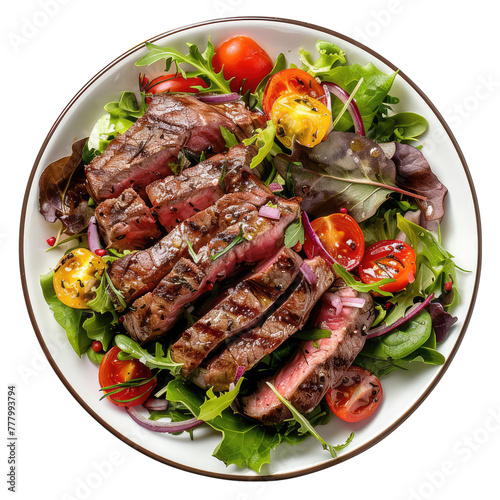 Steak salad isolated on transparent background