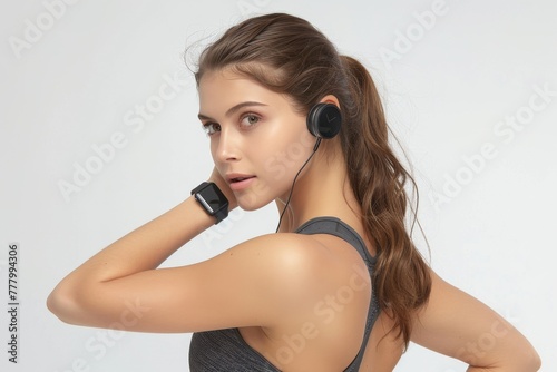 Young Woman Listening to Music With Headphones