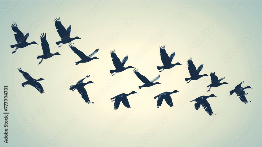Together We Soar, Flock of Birds in Formation, Symbolizing Collective Strength and Collaborative Power Together We Soar, Flock of Birds in Formation, Symbolizing Collective Strength and Collaborative Power