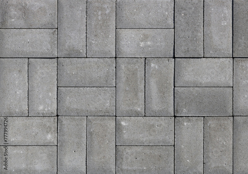 Concrete paving slabs are arranged in even squares