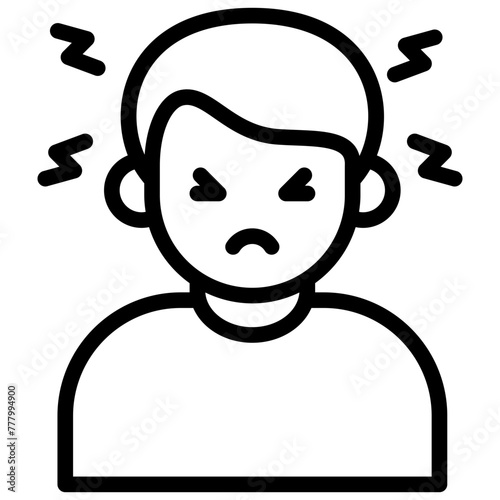 headache icon illustration design with outline