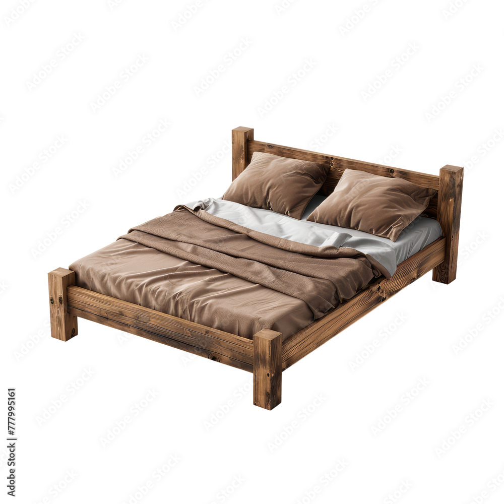 Wooden bed frame isolated on transparent background Wooden bed frame isolated on transparent background