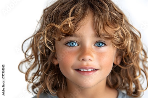 Close Up Portrait of Child With Blue Eyes