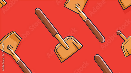 Brown line Fire shovel icon isolated seamless pattern photo