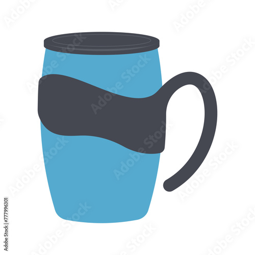 Thermo mugs flat style, Thermos flask vector flat icon style illustration