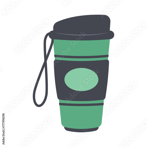 Thermo mugs flat style, Thermos flask vector flat icon style illustration