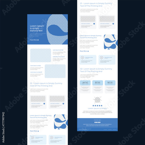 Modern business Landing page Template l One-page website design template for business. Landing page wireframe. Flat modern responsive design.