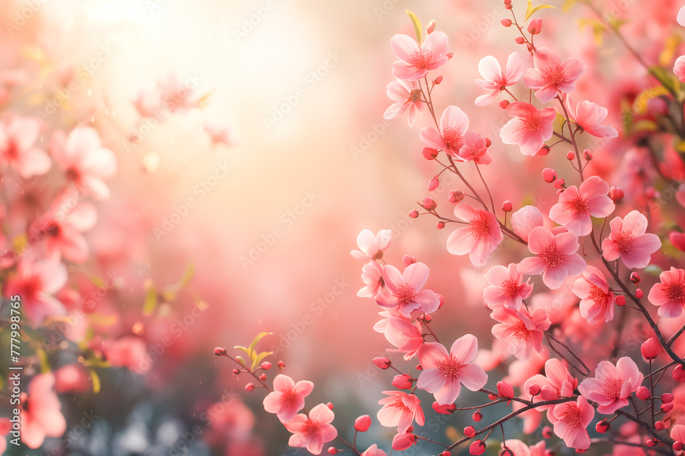 Spring banner, branches of blossoming tree on nature outdoors. space for text Spring banner, branches of blossoming tree on nature outdoors. space for text